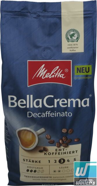 Melitta Bella Crema Decaffeinato 1000g Bohnen