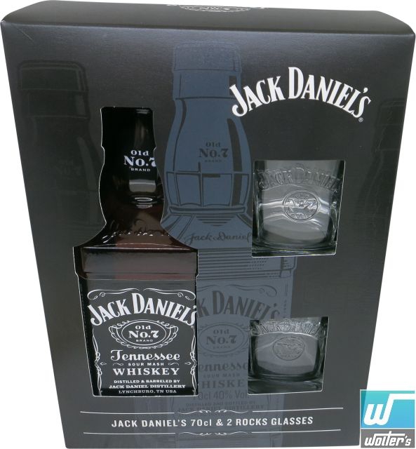 Jack Daniels Box 70cl + 2 Gläser