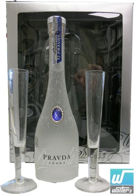 Pravda Vodka 35cl Set mit 2 Gläsern