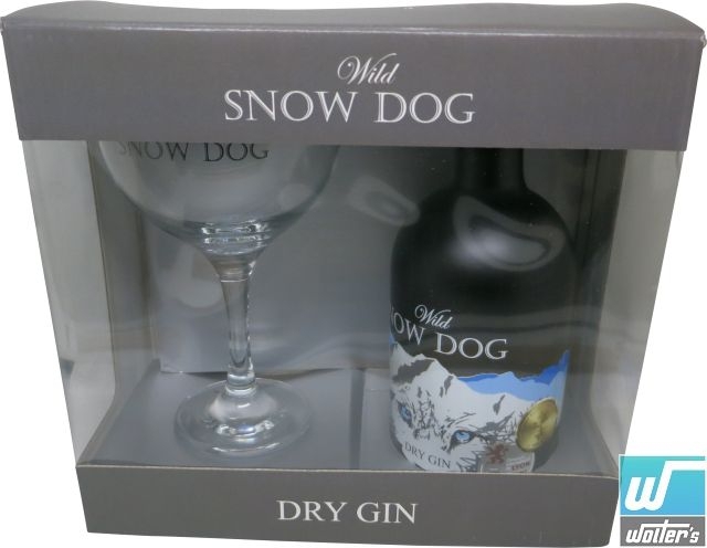 Wild Snow Dog Dry Gin 70cl GP + Glas