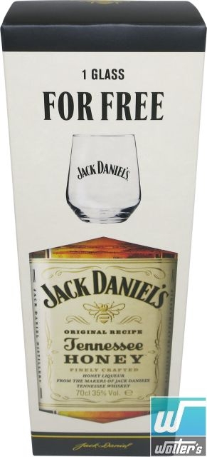 Jack Daniels Tennessee Honey 70cl GP + Glas