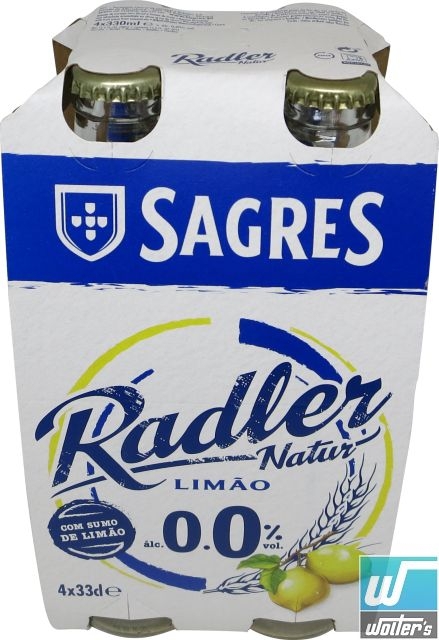 Sagres Cerveja Radler 0,0% 4 x 33cl Flasche