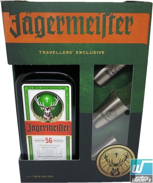 Jägermeister 100cl + 3 Metal Shot Cups Jägermeister 100cl + 3 Metal Shot Cups